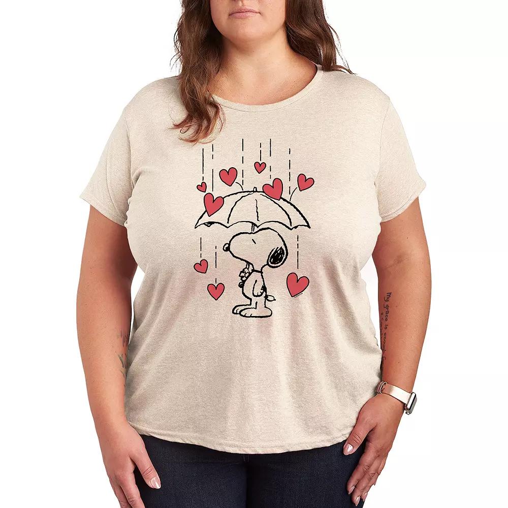 Plus Peanuts Snoopy Heart Rain Graphic Tee, Women's,  Product Image