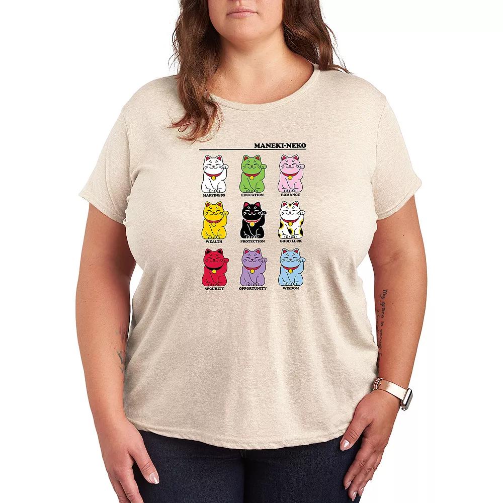 Plus Lucky Cat Grid Graphic Tee, Women's,  Product Image