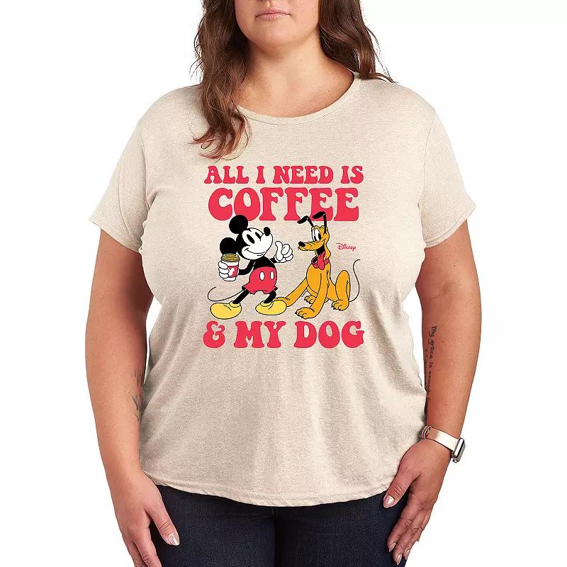 Disney's Mickey Mouse & Pluto Plus Coffee And My Dog Graphic Tee, Women's,  Product Image