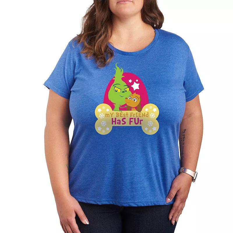 Plus Dr. Seuss Little Grinch Best Friend Has Fur Graphic Tee, Womens Grey Heather Product Image