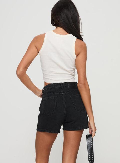 Saldana Shorts Washed Black Denim Product Image