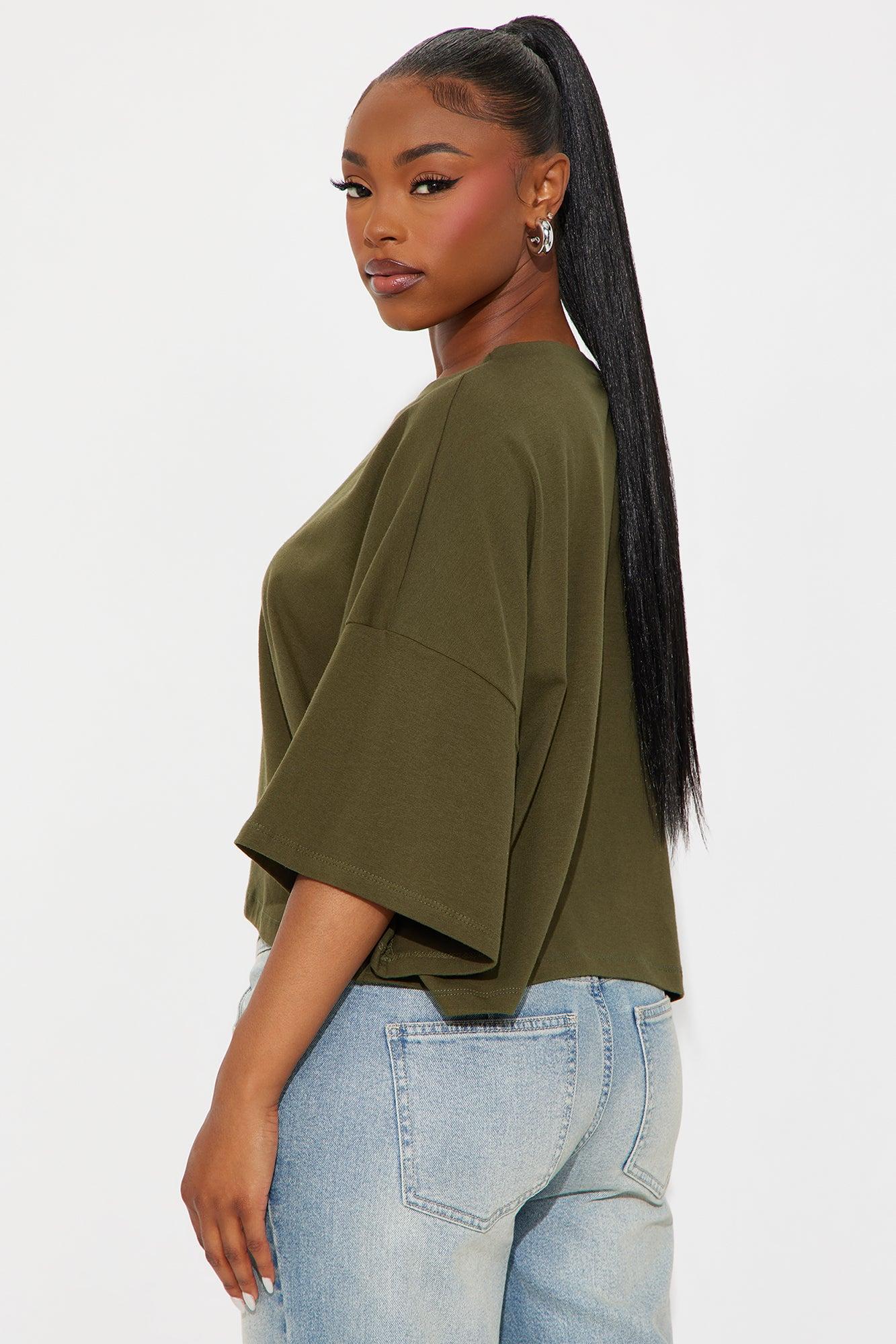 Blakely Boxy Wide Fit Short Sleeve Tshirt - Olive Female Product Image