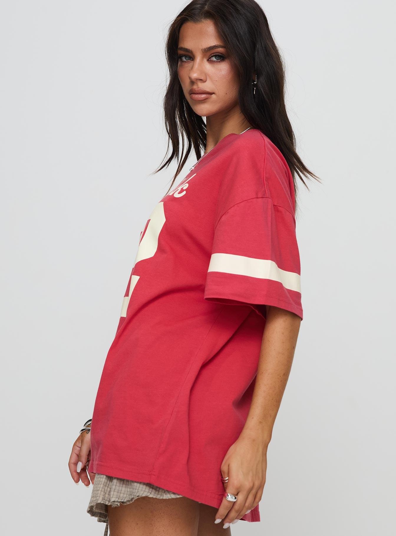 New York 95 Oversized Tee Red Product Image