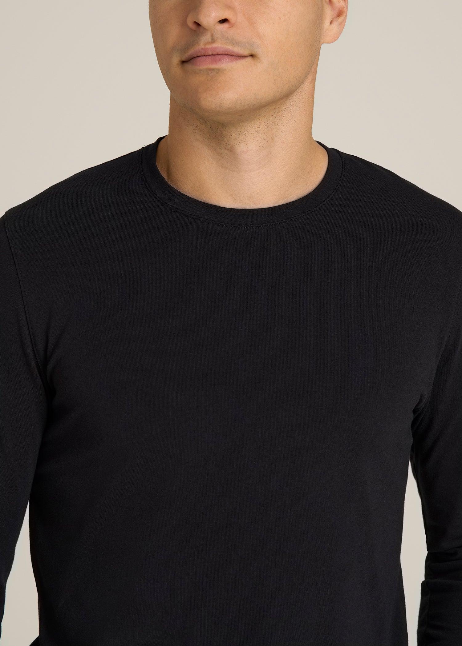 The Essential Modern Fit Crewneck Long Sleeve Tee for Tall Men in Black Male Product Image