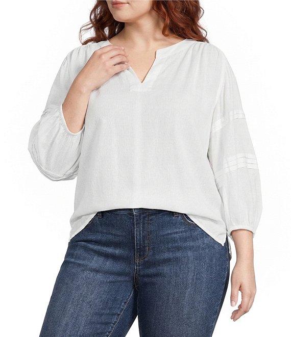 Westbound Plus Size Print 3/4 Sleeve V-Neck Top Product Image