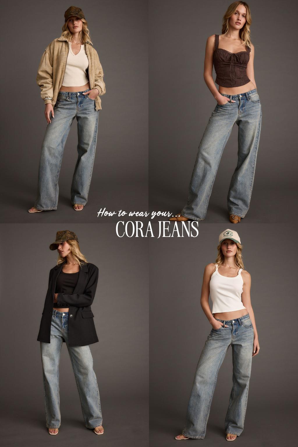 Cora Vintage Light Denim Low Rise Jeans Product Image