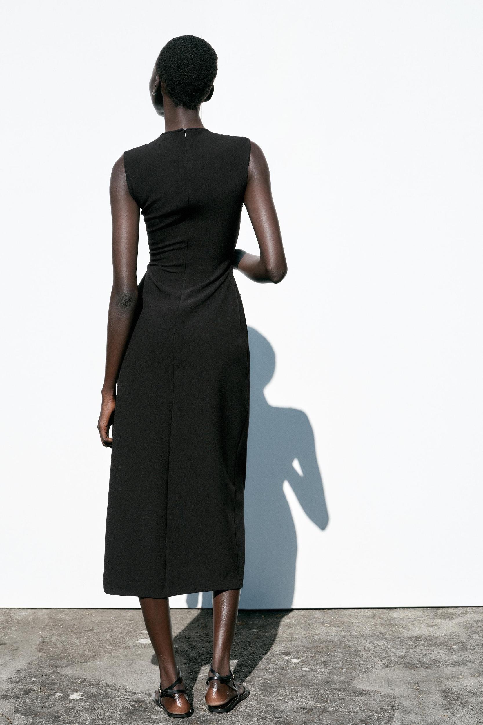 BELTED CREPE MIDI DRESS Product Image