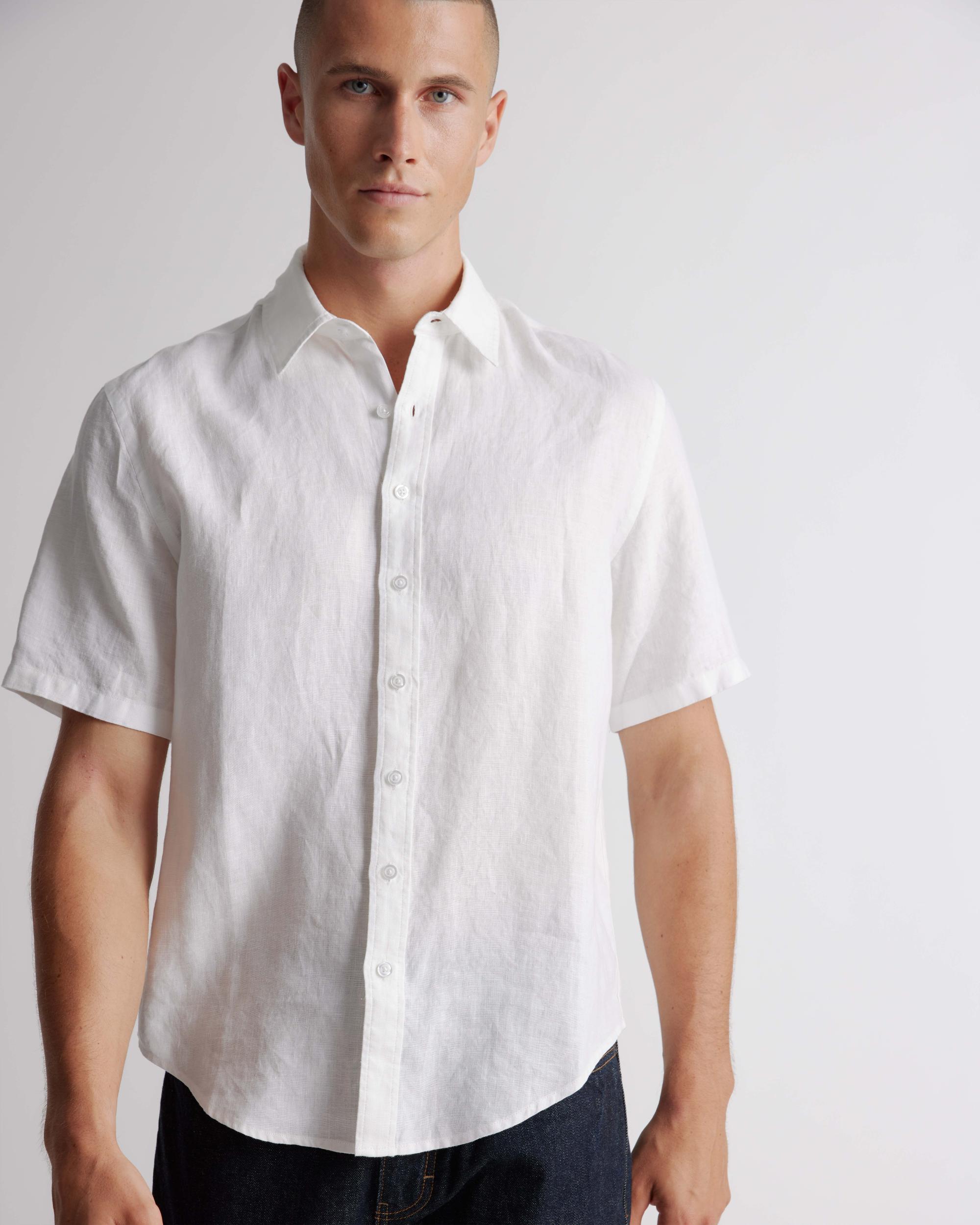 Quince | Men's 100% European Linen Relaxed Short Sleeve Shirt Product Image