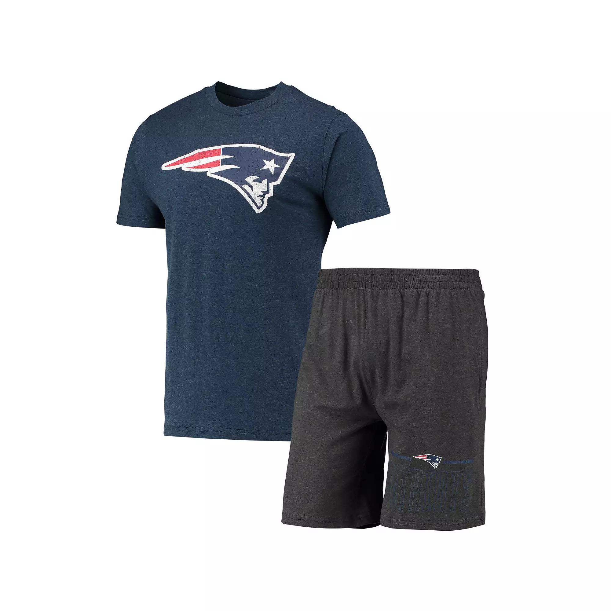 Men's Concepts Sport Charcoal/Navy New England Patriots Meter T-Shirt & Shorts Sleep Set, Size: 3XL Product Image