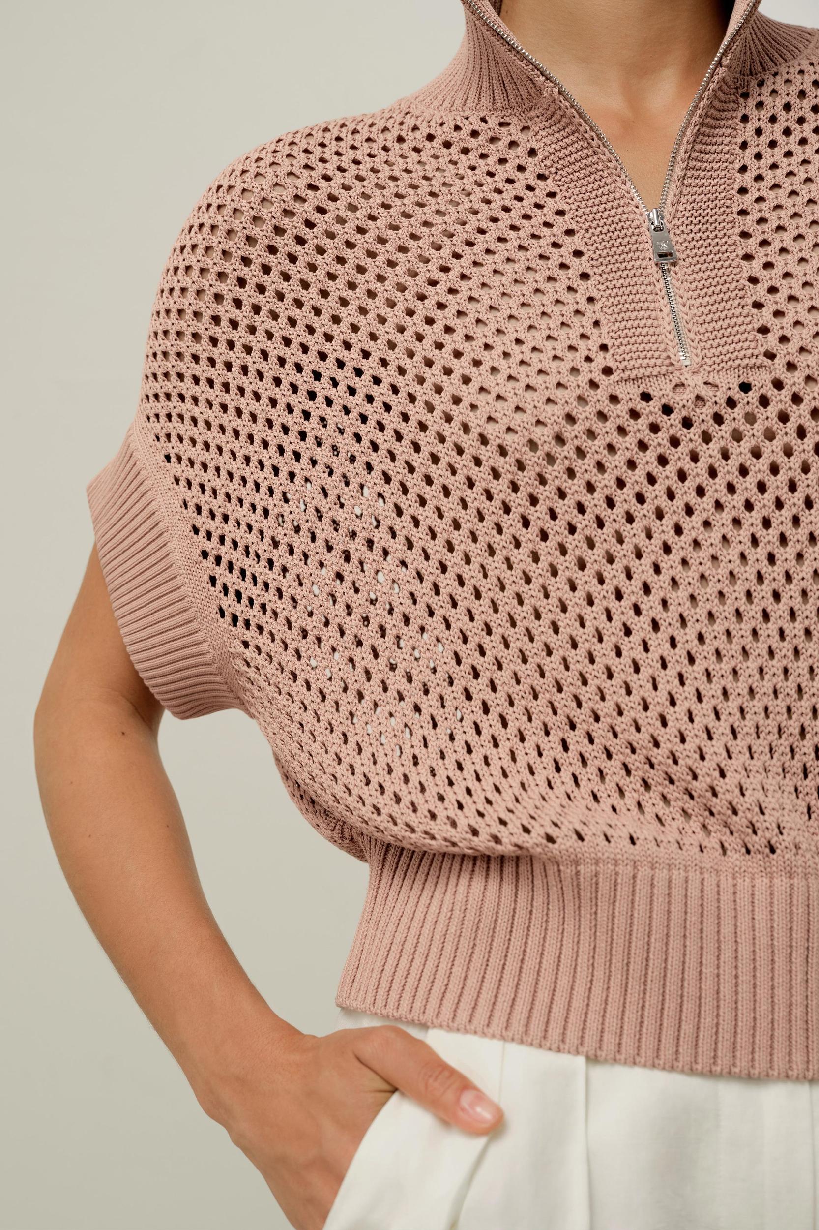Toscana Pointelle Knit Half-Zip Sweater Product Image