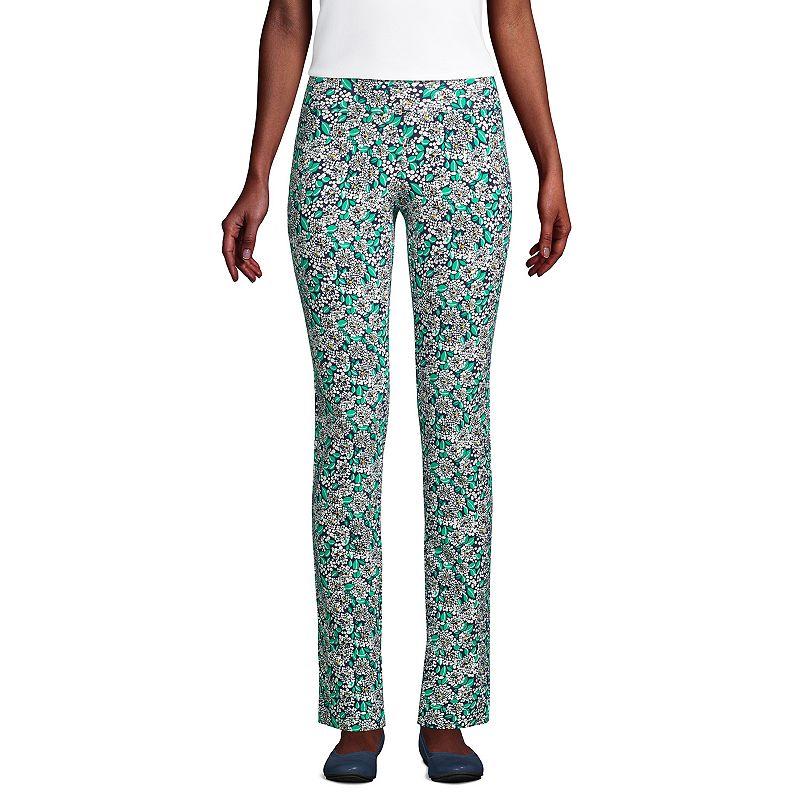 Women's Lands' End Starfish Slim-Cut Pull-On Pants, Size: Small, Blue Dotted Floral Product Image