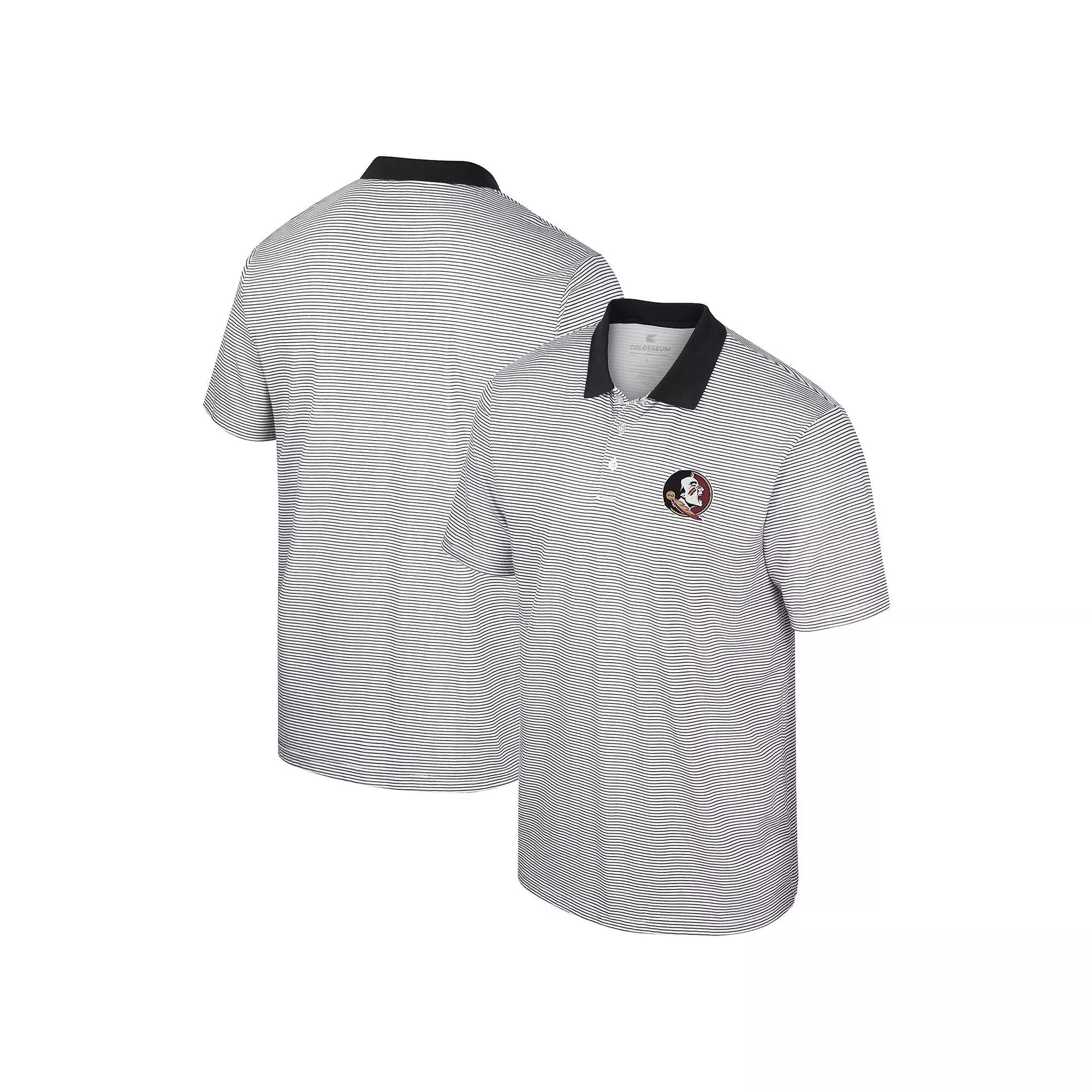 Men's Colosseum White/Black Florida State Seminoles Print Stripe Polo, Size: 2XL Product Image