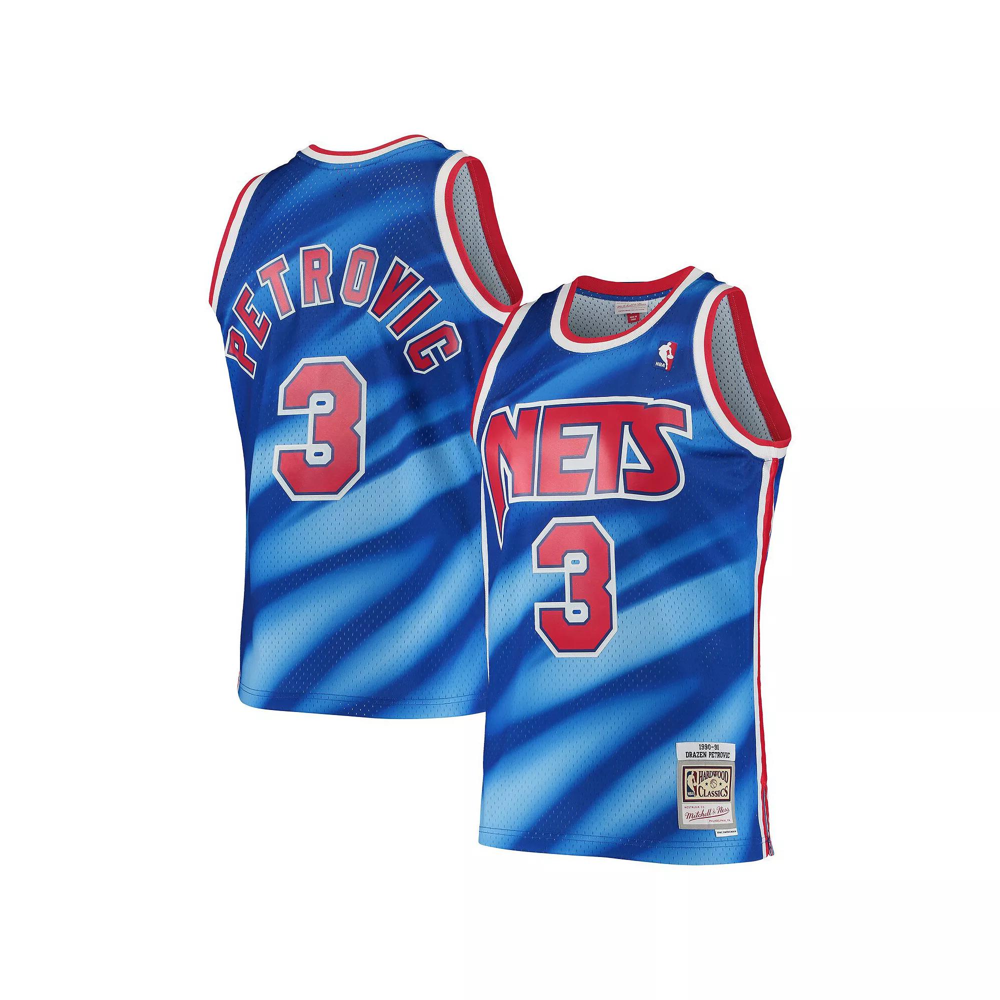 Men's Mitchell & Ness Drazen Petrovic Blue New Jersey Nets 1990/91 Hardwood Classics Swingman Jersey,  Product Image