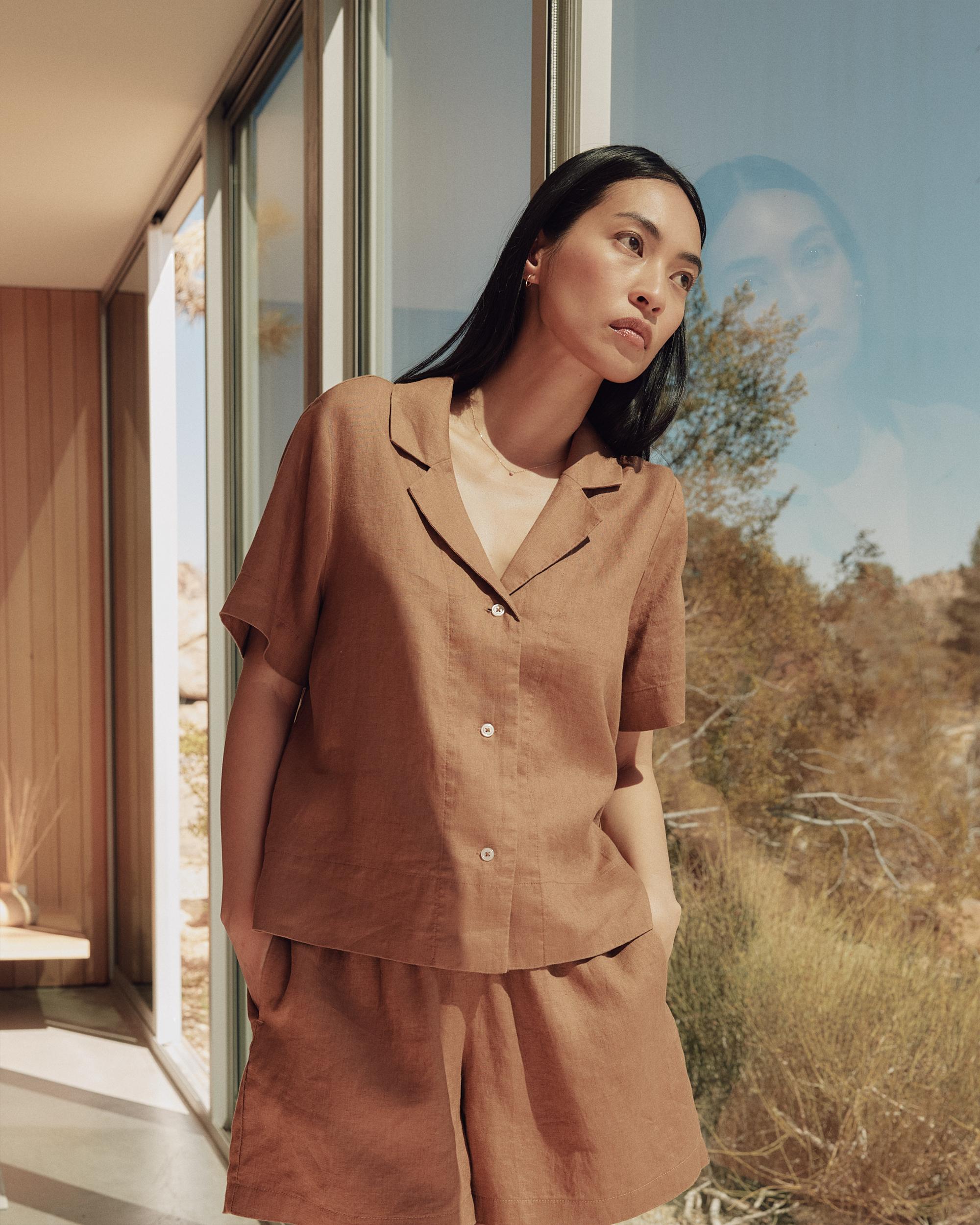 Quince | Women's 100% European Linen Short Sleeve Shirt Size XS Product Image