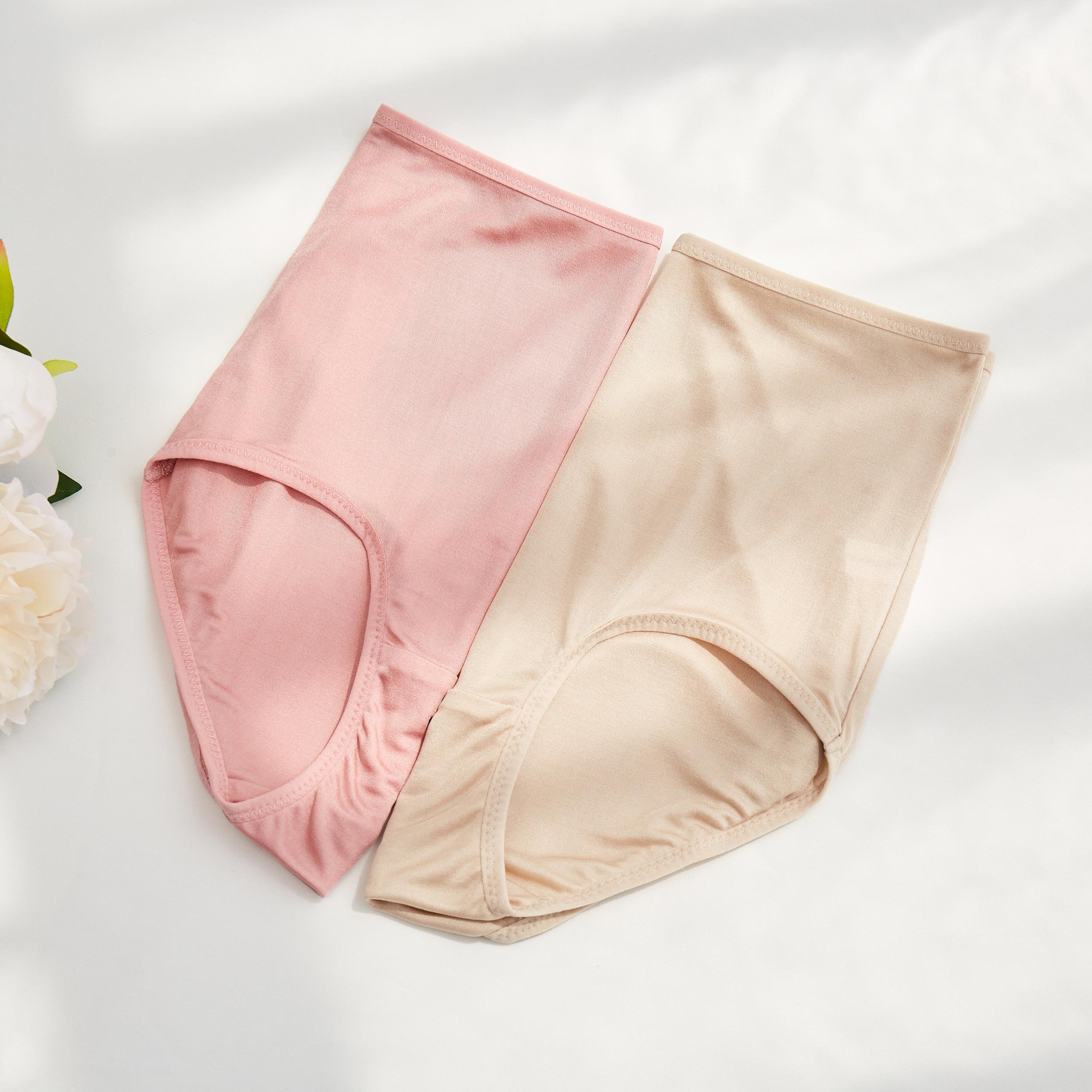 Knitted Silk High Rise French Cut Panties | Charleston Pink Lady | High Waist | Shimmer Collection Product Image