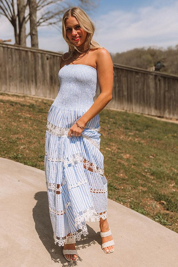 Seaside Sonata Stripe Midi Dress in Sky Blue Product Image