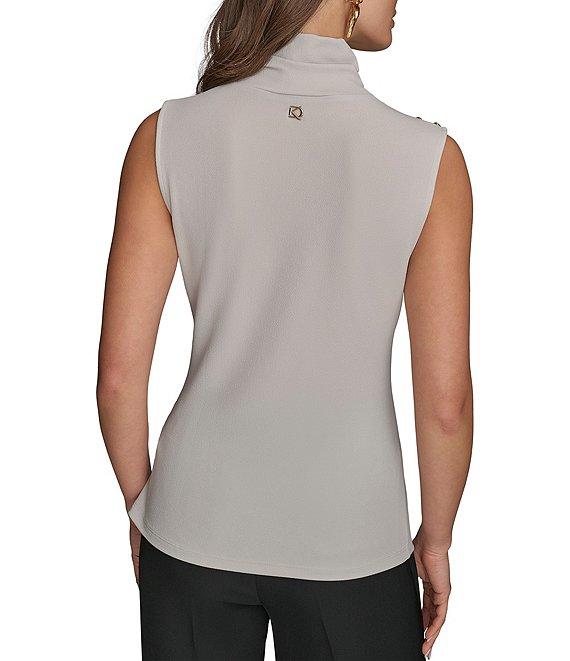 Donna Karan Sleeveless Mockneck Stretch Knit Top Product Image