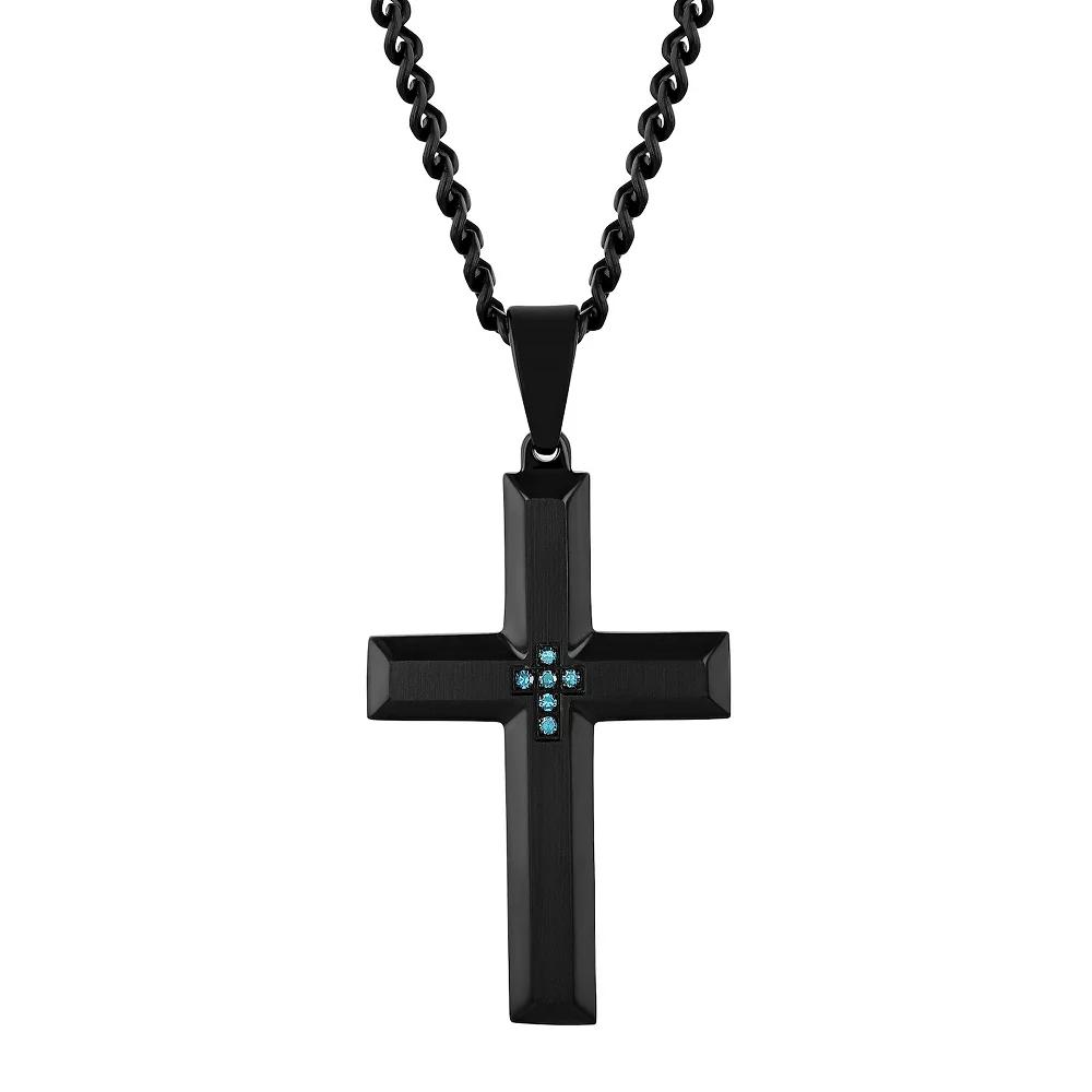 Men's Jewelry Nation Stainless Steel Diamond Accent Cross Pendant Necklace,  Product Image