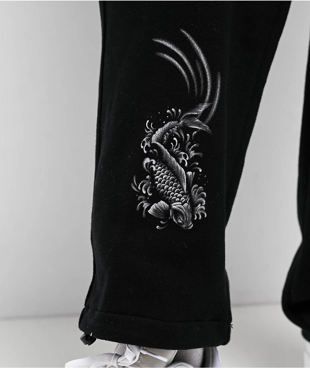 Ninth Hall Airbrushed Koi Black Loose Fit Cargo Sweatpants Product Image