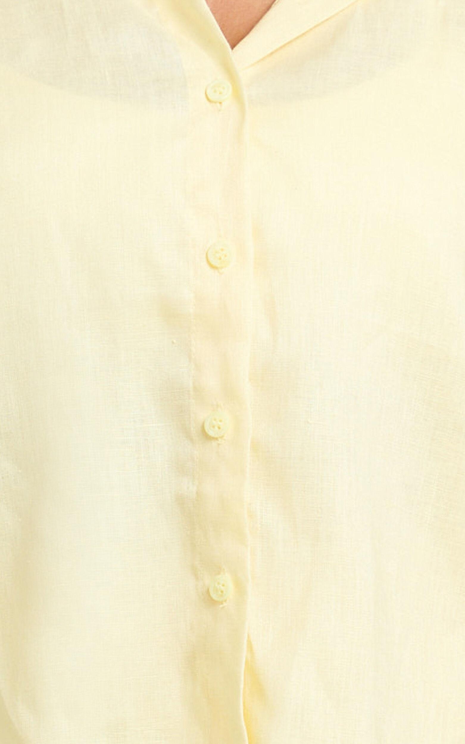 Ramona Top - Linen Short Sleeve Shirt in Lemon Product Image