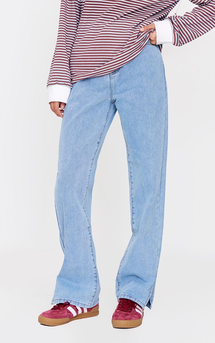 Light Blue Wash L30 Split Hem Style Jeans Product Image