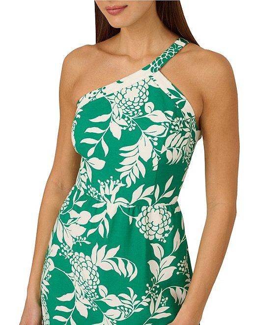 Adrianna by Adrianna Papell Knit Floral Print One-Shoulder Neck Sleeveless Fit and Flare Midi Dress Product Image