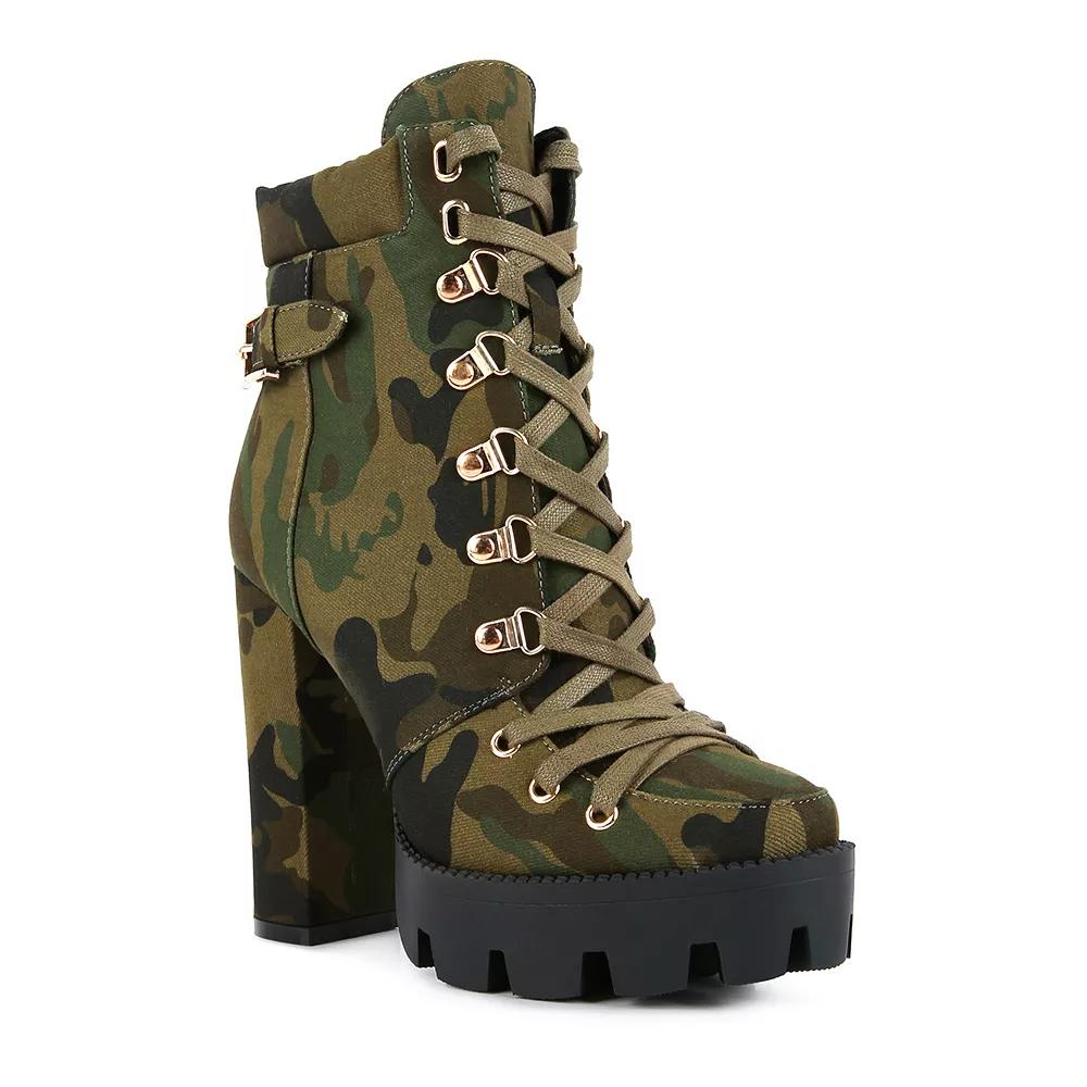 London Rag Spruce Women's Platform Ankle Boots, Size: 5, Green Product Image