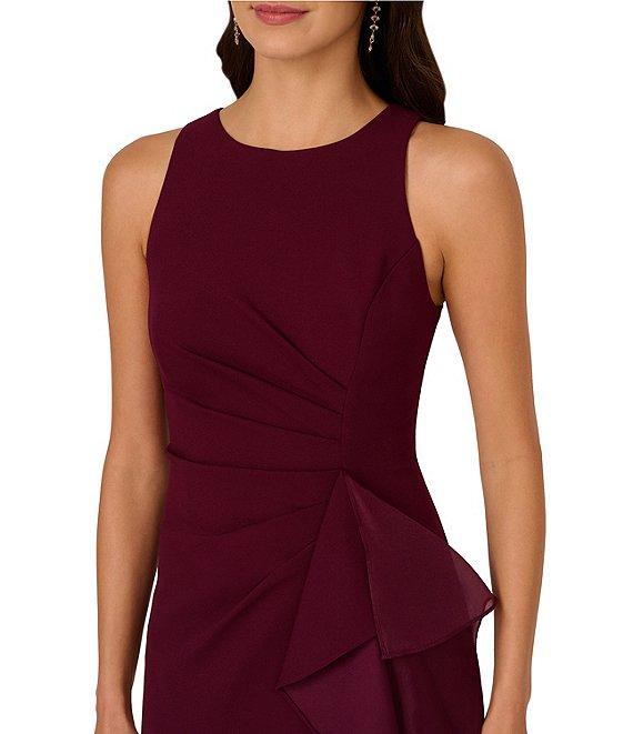 Adrianna Papell Crew Neck Sleeveless Cascading Ruffle High-Low Dress Product Image
