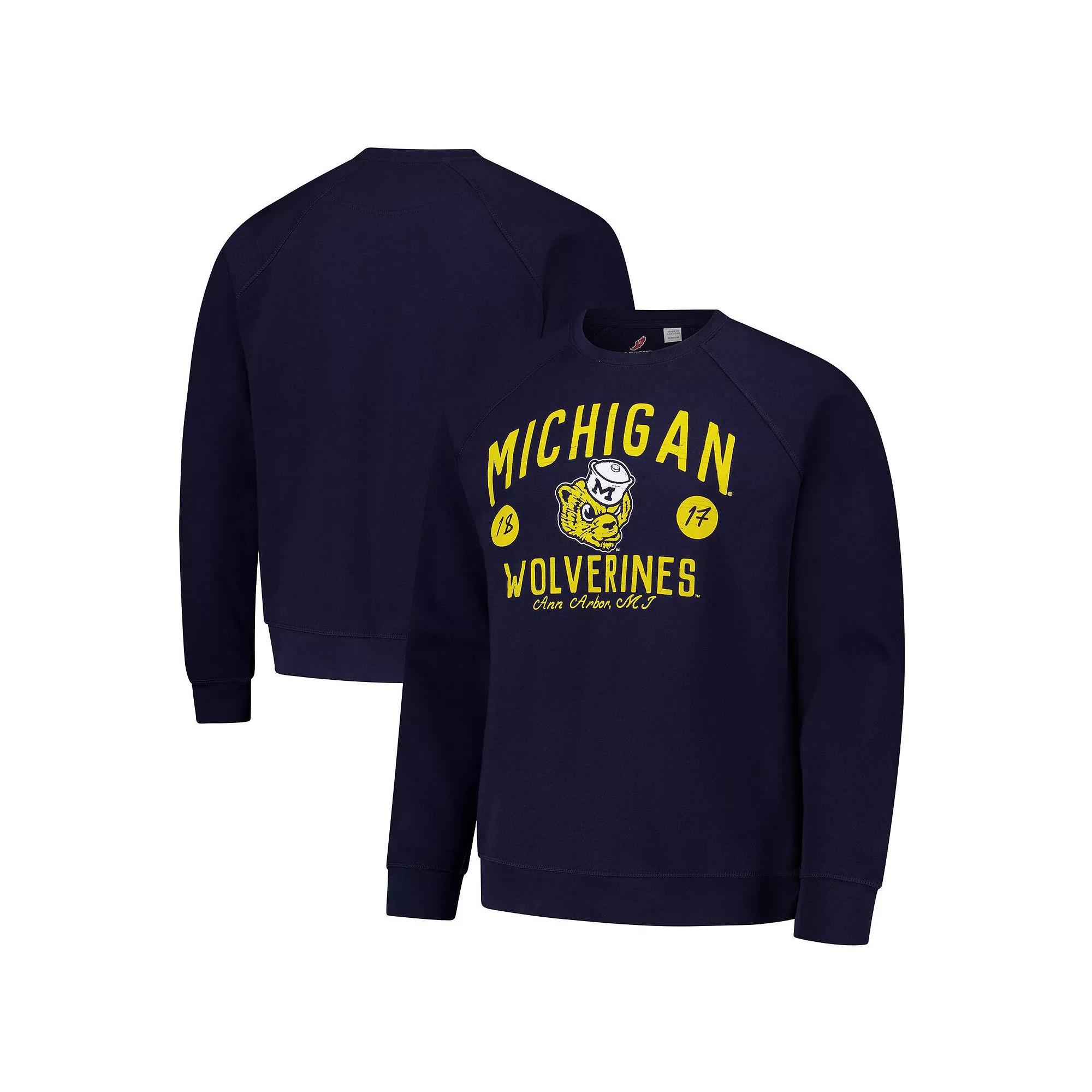 Men's League Collegiate Wear Navy Michigan Wolverines Bendy Arch Essential 2.0 Pullover Sweatshirt,  Product Image