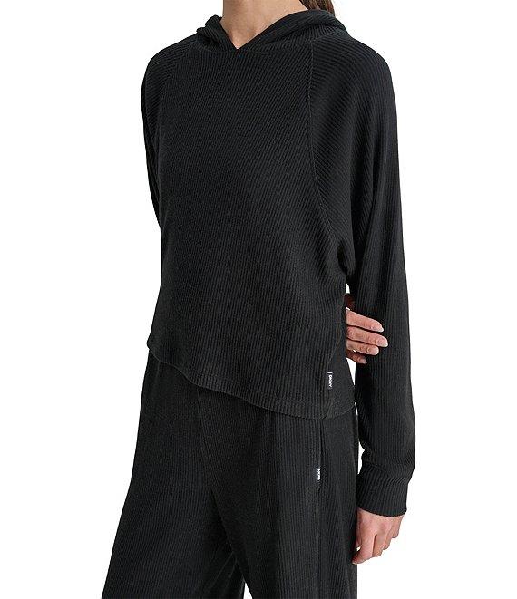 DKNY Sport by Donna Karan Brushed Rib Knit Raglan Sleeve Pullover Hoodie Product Image