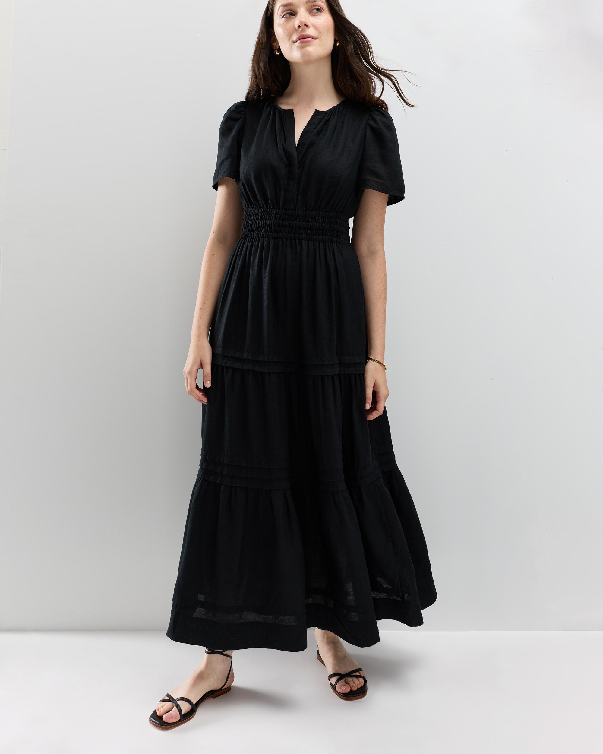 Quince | Women's 100% European Linen Tiered Maxi Dress Product Image