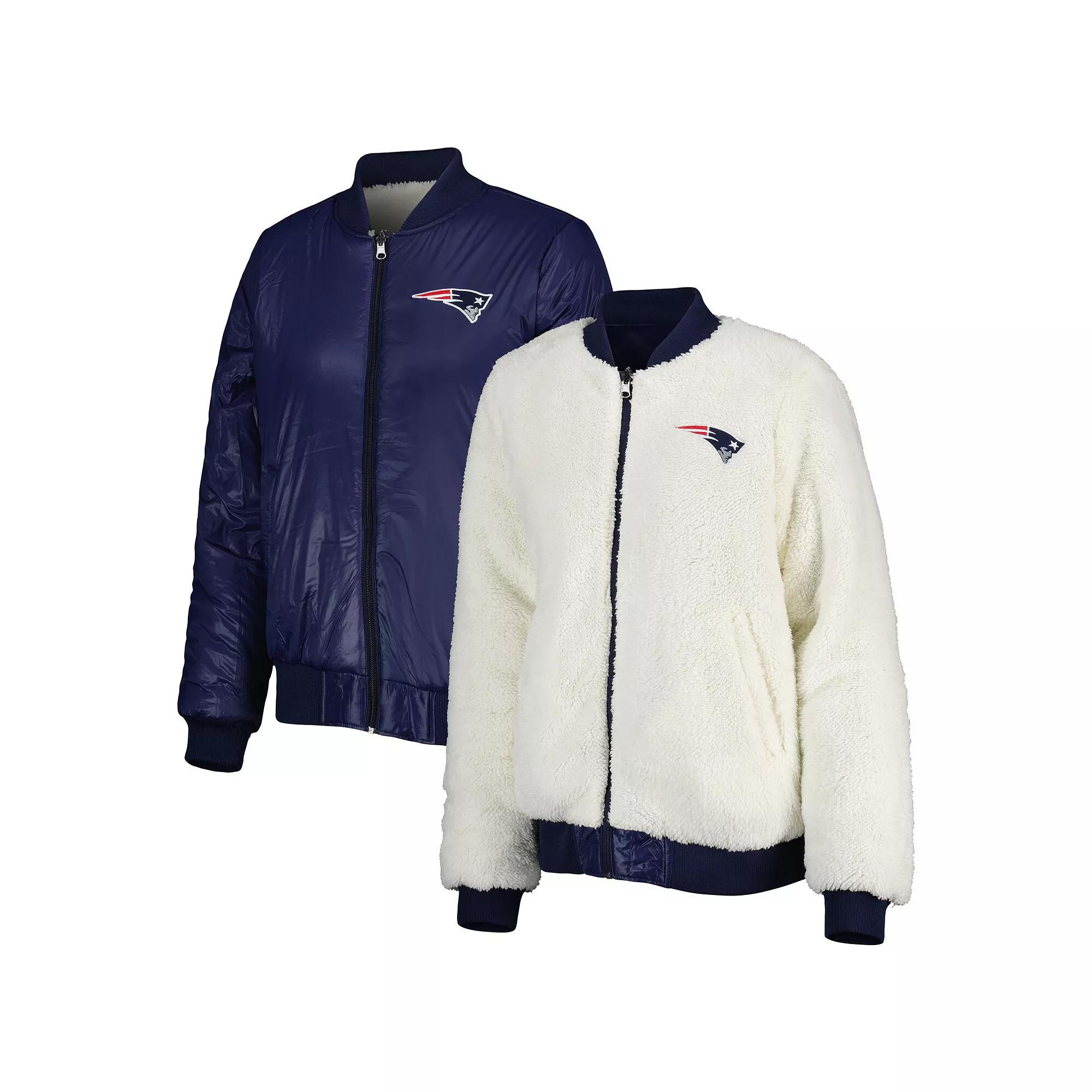 Women's G-III 4Her by Carl Banks Oatmeal/Navy New England Patriots Switchback Reversible Full-Zip Jacket, Size: Small, Team Product Image