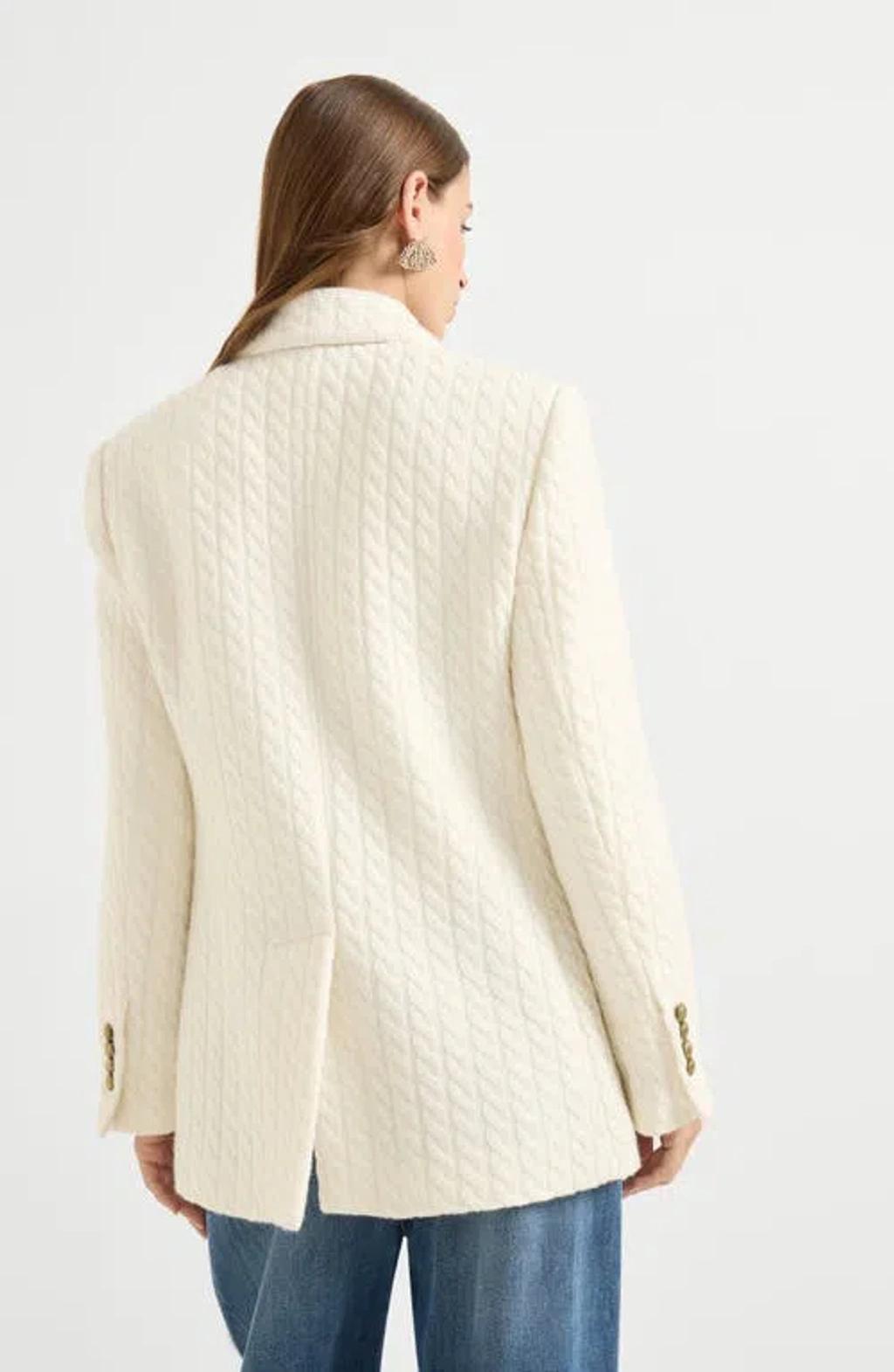 BRUNELLO CUCINELLI Monili Cable-knit Cashmere Blazer In Neutral Product Image
