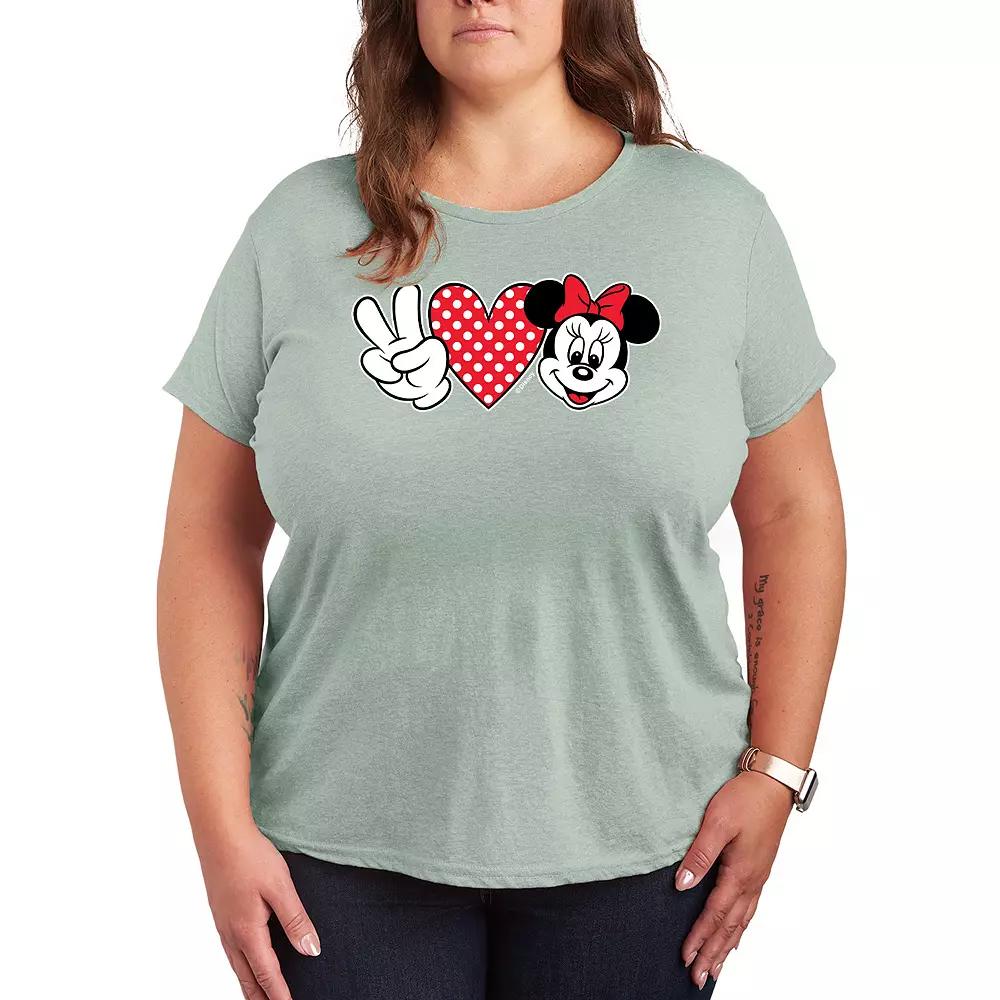 Disney's Minnie Mouse Plus Peace Love Graphic Tee, Women's,  Product Image