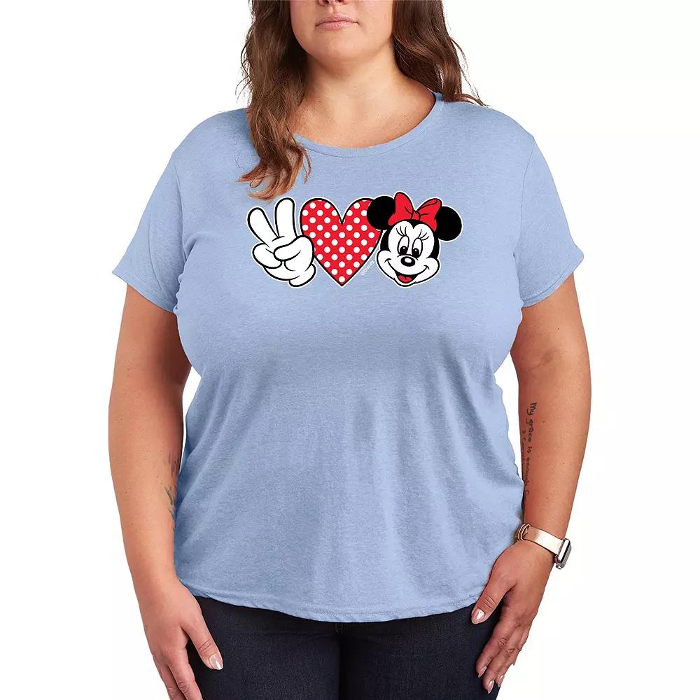 Disney's Minnie Mouse Plus Peace Love Graphic Tee, Women's,  Product Image