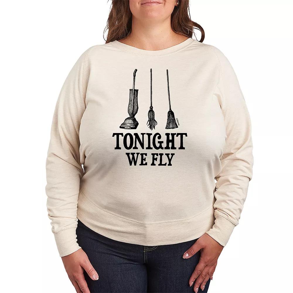 Disney's Hocus Pocus Plus Size Tonight We Fly French Terry Long Sleeve Tee, Women's, Size: 4XL, Beige Product Image