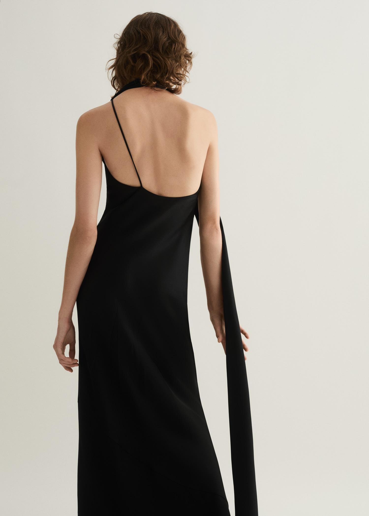 Asymmetrical bow-neck dress - Women | MANGO USA Product Image