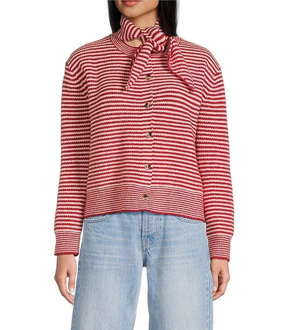 TOPSHOP Long Sleeve Scarf Stripe Cardigan Product Image