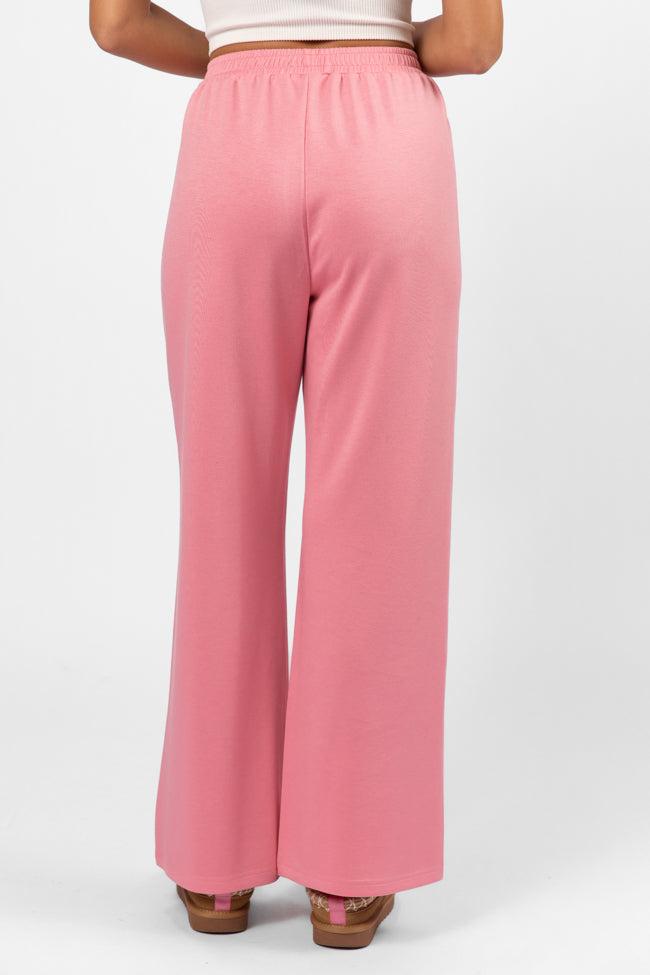 Let's Just Stay Pink Knit Wide Leg Pants FINAL SALE Product Image