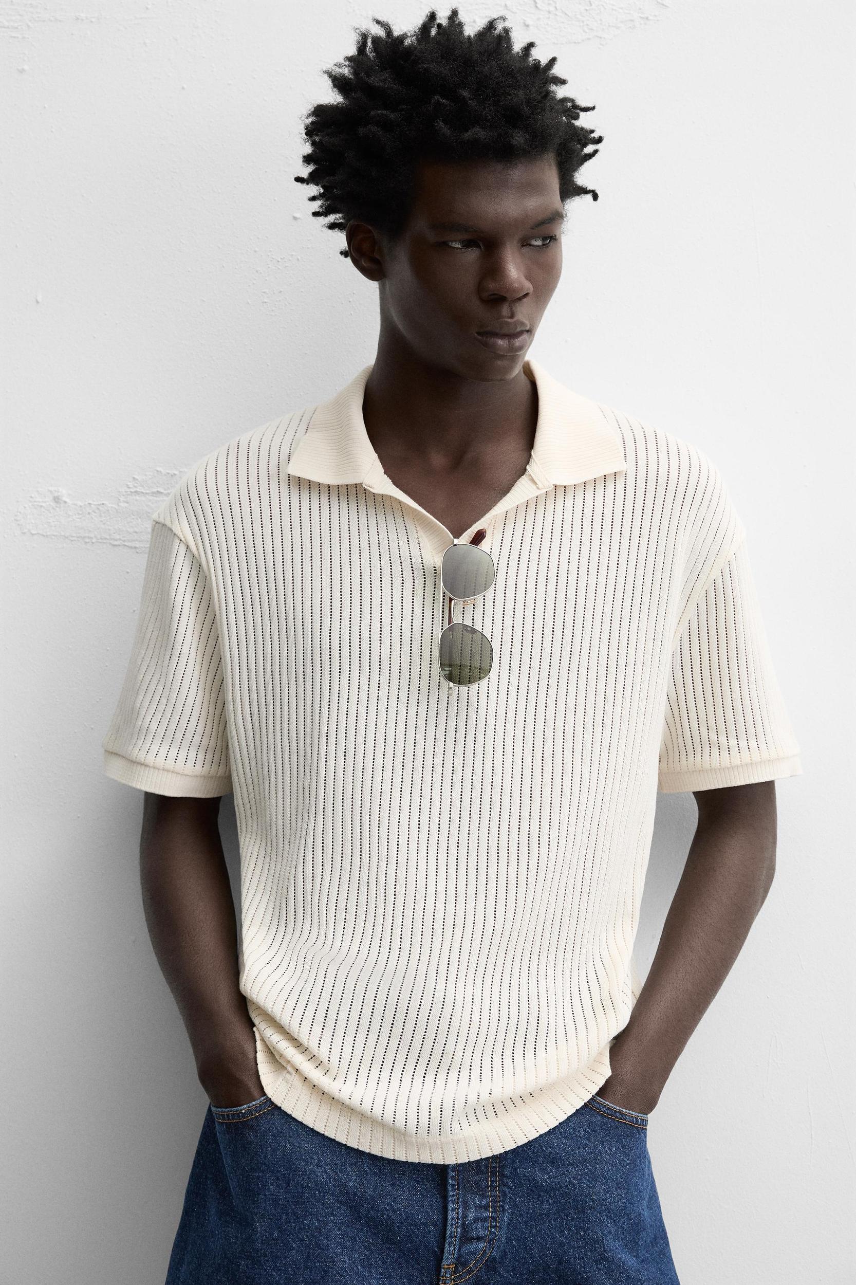 TEXTURED KNIT POLO SHIRT Product Image