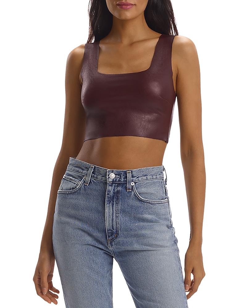 Womens Squareneck Faux Leather Crop Top Product Image