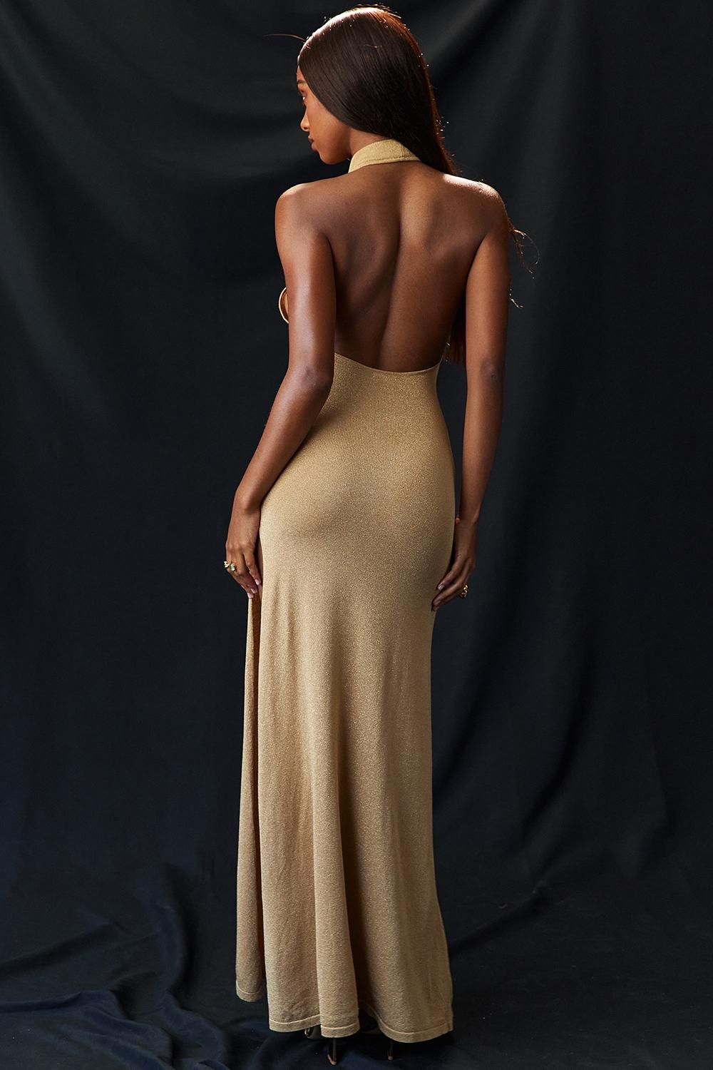 Selia  gold knit maxi dress Product Image