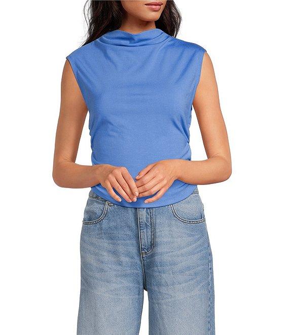 Gianni Bini Knit Mock Neck Cap Sleeve Crop Top Product Image