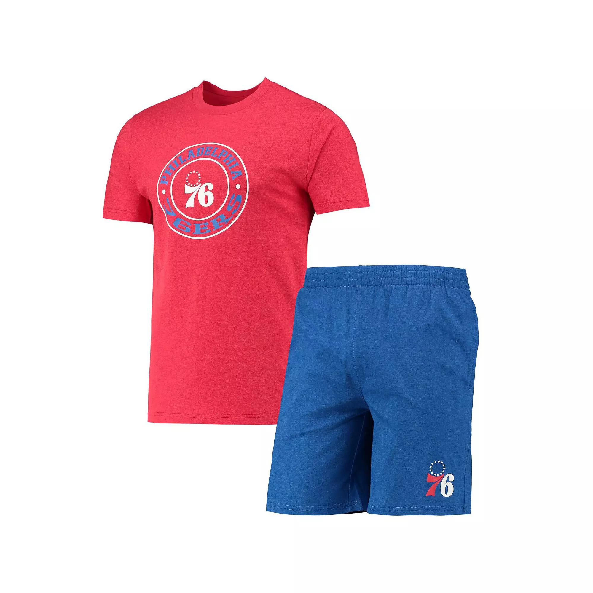 Men's Concepts Sport Royal/Red Philadelphia 76ers T-Shirt & Shorts Sleep Set, Size: Small, 76r Blue Product Image
