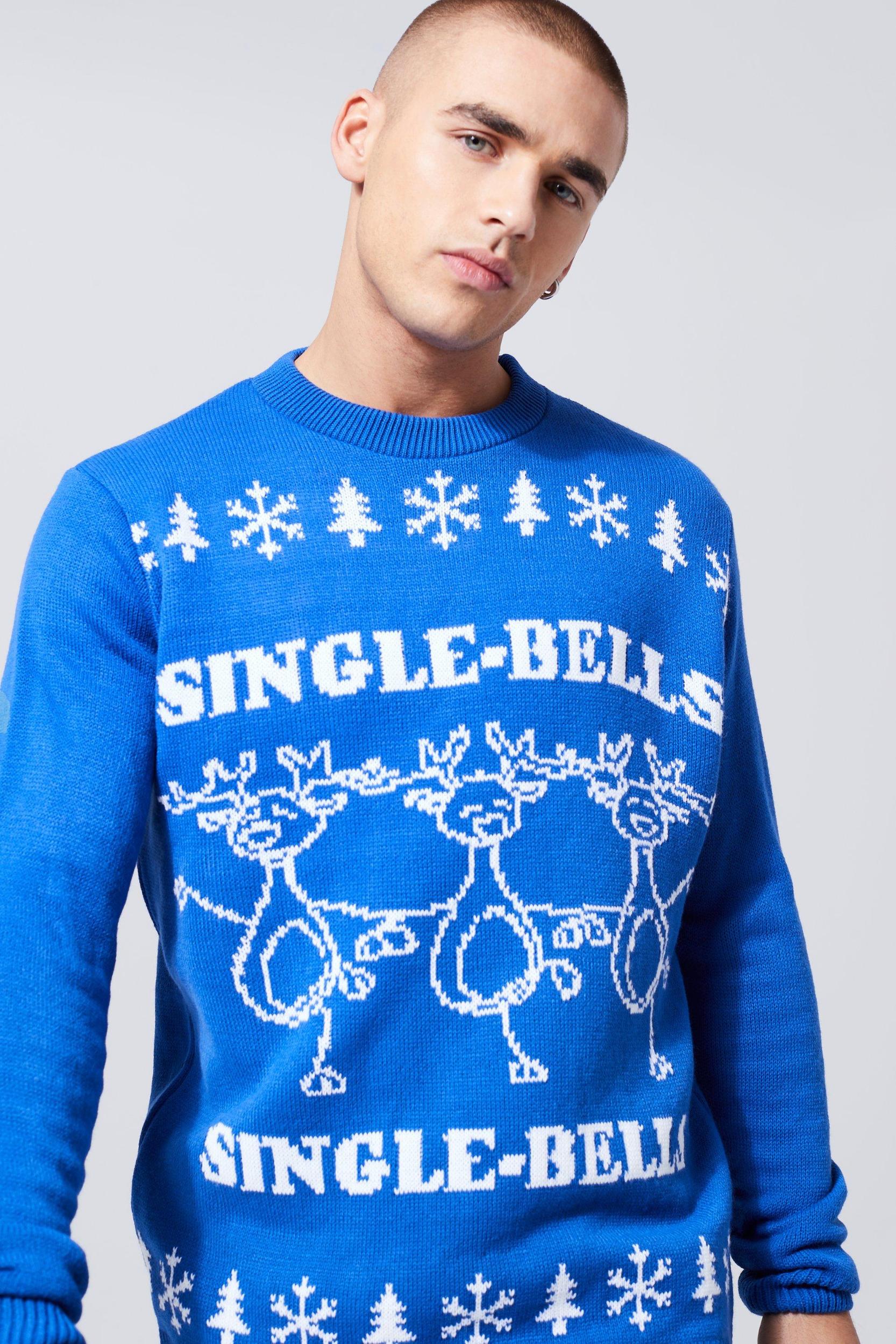 Single Bells Christmas Sweater | boohooMAN USA Product Image