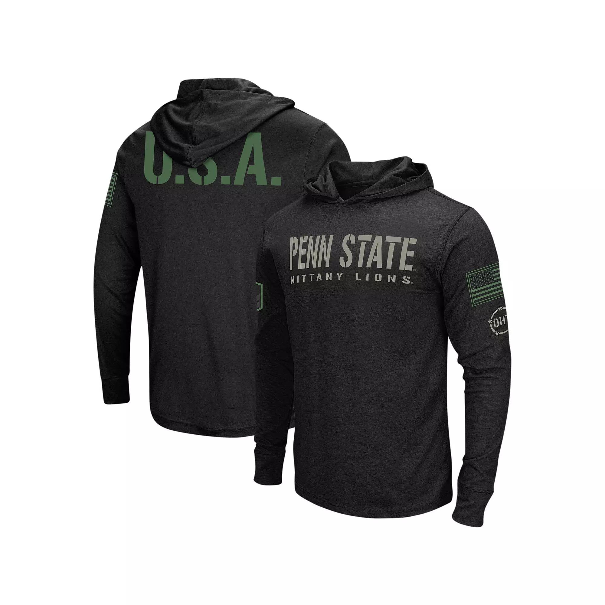 Men's Colosseum Black Michigan State Spartans Big & Tall OHT Military Appreciation Tango Long Sleeve Hoodie T-Shirt,  Product Image