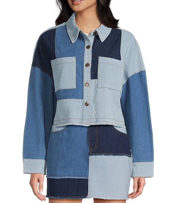 C&V Chelsea & Violet Coordinating Denim Patchwork Jacket Product Image