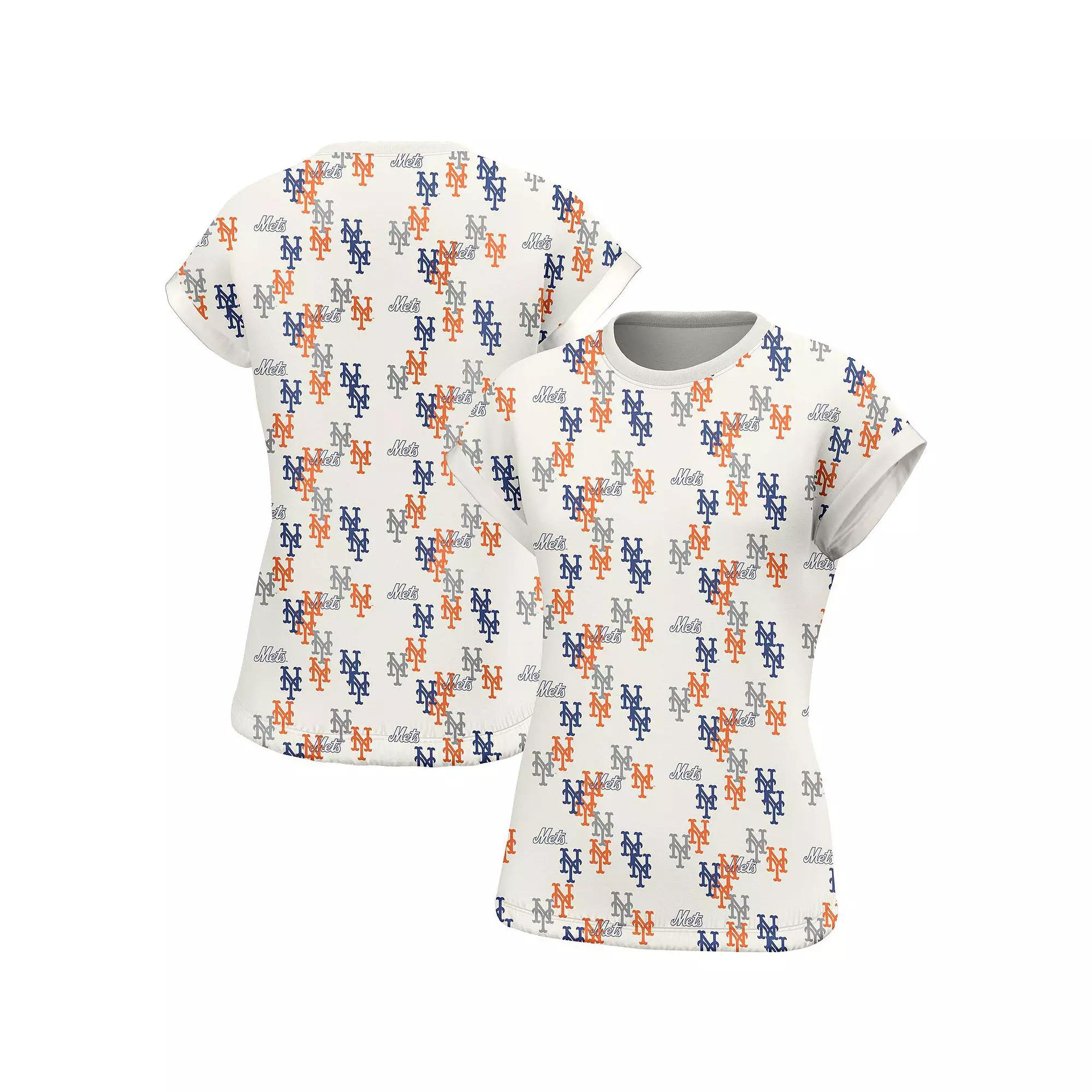 Women's Lusso  White New York Mets Madge Dolman Tri-Blend T-Shirt, Size: Small Product Image