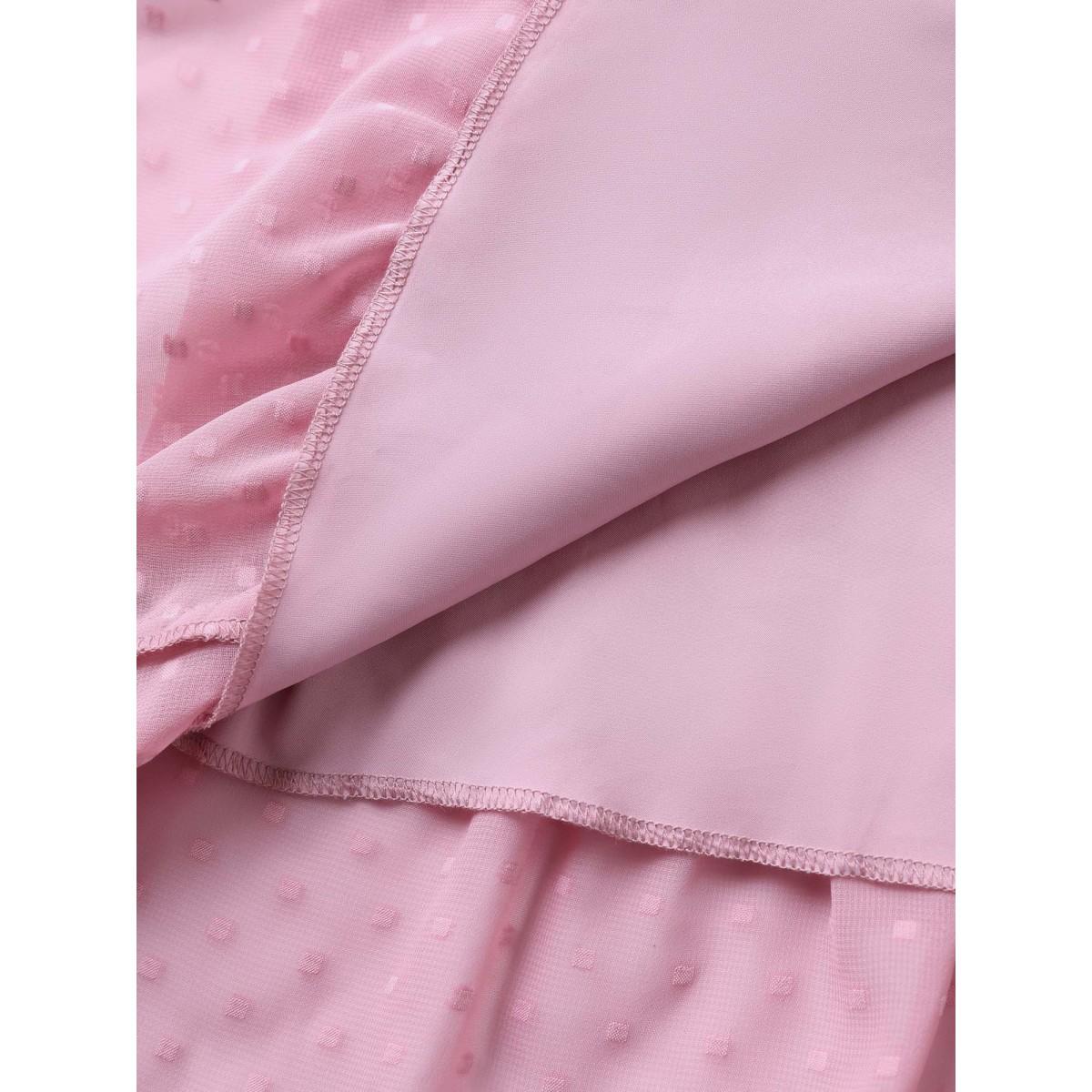 Plus Size Textured Ruffled Trim Surplice Midi Dress Watermelon Women Overlap Collar Half Sleeve Curvy BloomChic 14-16/1X Product Image