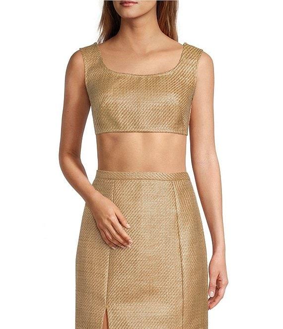 Antonio Melani X The Style Bungalow Manana Raffia Sleeveless Scoop Neck Bra Top Product Image